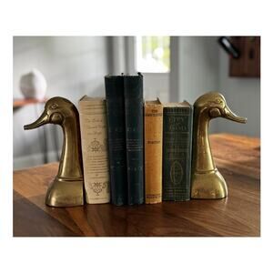 Vintage Brass Duck Bookends Mid Century Modern Pair - LARGE